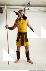 Man Adult Athletic White Fighting with spear Standing poses Casual