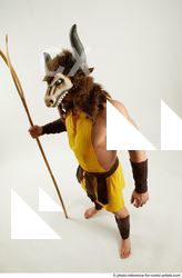 Man Adult Athletic White Fighting with spear Standing poses Casual