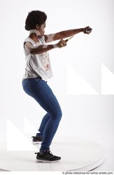 Woman Adult Athletic Black Fighting with knife Fight Casual