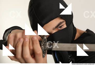 Man Young Athletic White Fighting with knife Standing poses Casual