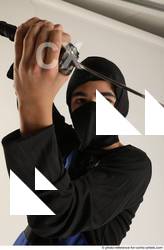 Man Young Athletic White Fighting with knife Standing poses Casual