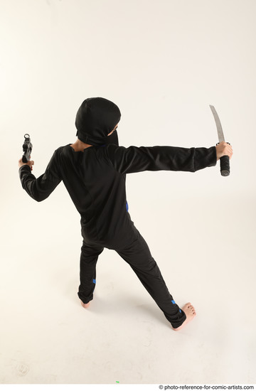 Man Young Athletic Fighting with sword Standing poses Casual Asian