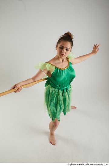 Woman Adult Average White Fighting with spear Standing poses Casual