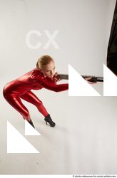 Woman Adult Athletic White Standing poses Casual Fighting with shotgun