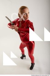 Woman Adult Athletic White Fighting with sword Standing poses Casual