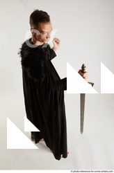 Man Adult Athletic White Fighting with sword Standing poses Coat