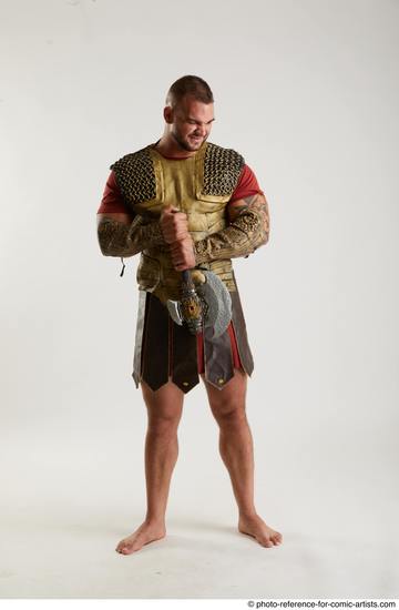 Man Adult Muscular White Holding Standing poses Army