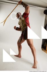 Man Adult Muscular White Fighting with spear Standing poses Army