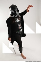 Woman Adult Average White Fighting with sword Standing poses Coat