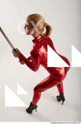 Woman Adult Athletic White Fighting with sword Standing poses Casual