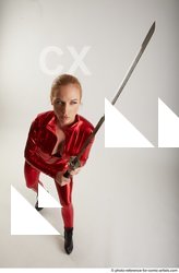 Woman Adult Athletic White Fighting with sword Standing poses Casual