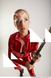 Woman Adult Athletic White Fighting with sword Standing poses Casual