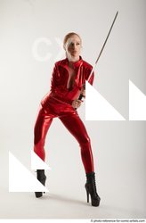 Woman Adult Athletic White Fighting with sword Standing poses Casual