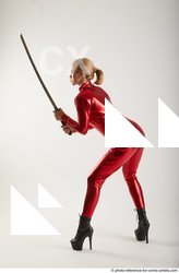 Woman Adult Athletic White Fighting with sword Standing poses Casual