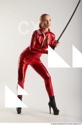 Woman Adult Athletic White Fighting with sword Standing poses Casual