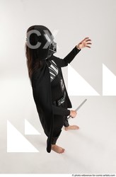 Woman Adult Average White Fighting with sword Standing poses Coat