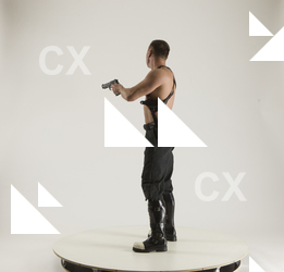 Man Adult Muscular White Fighting with gun Standing poses Pants