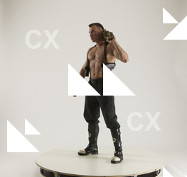 Man Adult Muscular White Fighting with gun Standing poses Pants