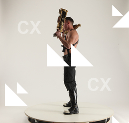 Man Adult Muscular White Fighting with gun Standing poses Pants