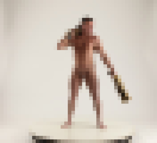 Man Adult Muscular White Standing poses Underwear Fighting with shotgun