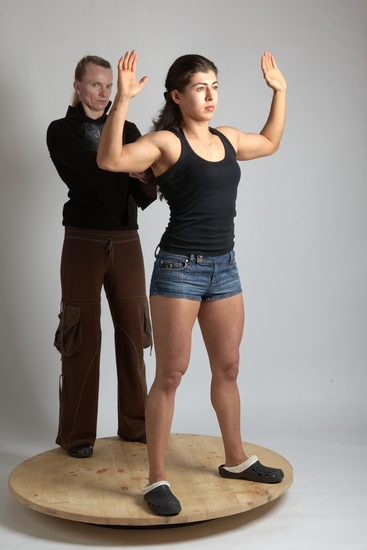 Adult Average Another Fighting with gun Standing poses Casual Women