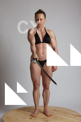 Woman Adult Muscular White Fighting with sword Standing poses Underwear