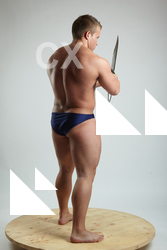 Man Adult Muscular White Fighting with knife Fight Underwear