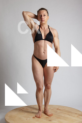 Woman Adult Muscular White Fitness poses Standing poses Underwear