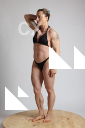 Woman Adult Muscular White Fitness poses Standing poses Underwear