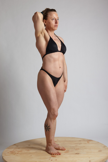 Woman Adult Muscular White Fitness poses Standing poses Underwear