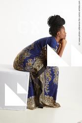 Woman Adult Average Black Sitting poses Costumes