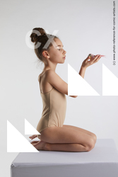 Woman Young Athletic White Kneeling poses Underwear