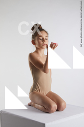 Woman Young Athletic White Kneeling poses Underwear