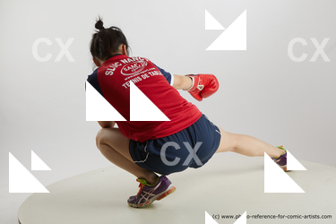 Woman Young Average Kneeling poses Sportswear Asian