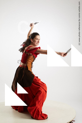 Woman Adult Athletic White Fighting with knife Fight Costumes