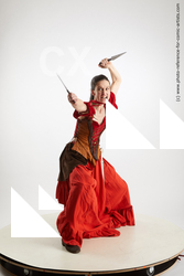 Woman Adult Athletic White Fighting with knife Fight Costumes