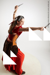 Woman Adult Athletic White Fighting with knife Fight Costumes