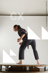 Woman Young Athletic White Martial art Standing poses Sportswear