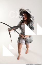 Woman Adult Athletic White Fighting with sword Standing poses Casual