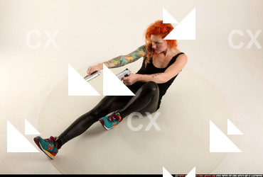 Woman Adult Average White Fighting with gun Laying poses Casual