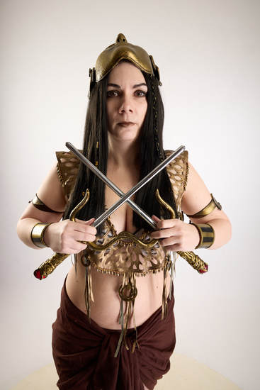 Woman Adult Chubby White Fighting with knife Standing poses Costumes