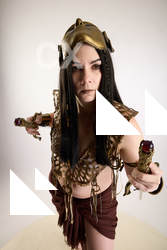 Moira Cosplay Ancksunamun Standing with Knifes 010