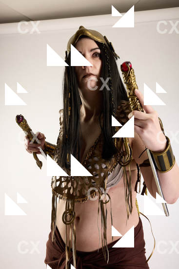 Woman Adult Average White Fighting with knife Standing poses Costumes