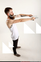Man Adult Average White Fighting with gun Standing poses Casual