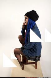 Woman Adult Average White Holding Sitting poses Casual