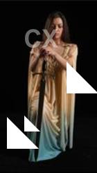 BARBORA KNEELING POSES WITH SWORD