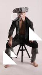 JACK PIRATE SITTING POSE WITH GUN AND DAGGER