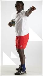 Soccer player with ball Kato Abimbo