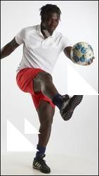 Soccer player with ball Kato Abimbo