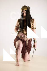 Moira Cosplay Ancksumanun Kneeling With Daggers